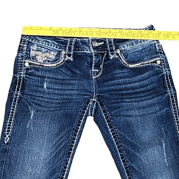 ROCK REVIVAL Betty Jeans Womens Size 23 Bootcut Y2K Bling Distressed Rhinestones - Picture 8 of 15